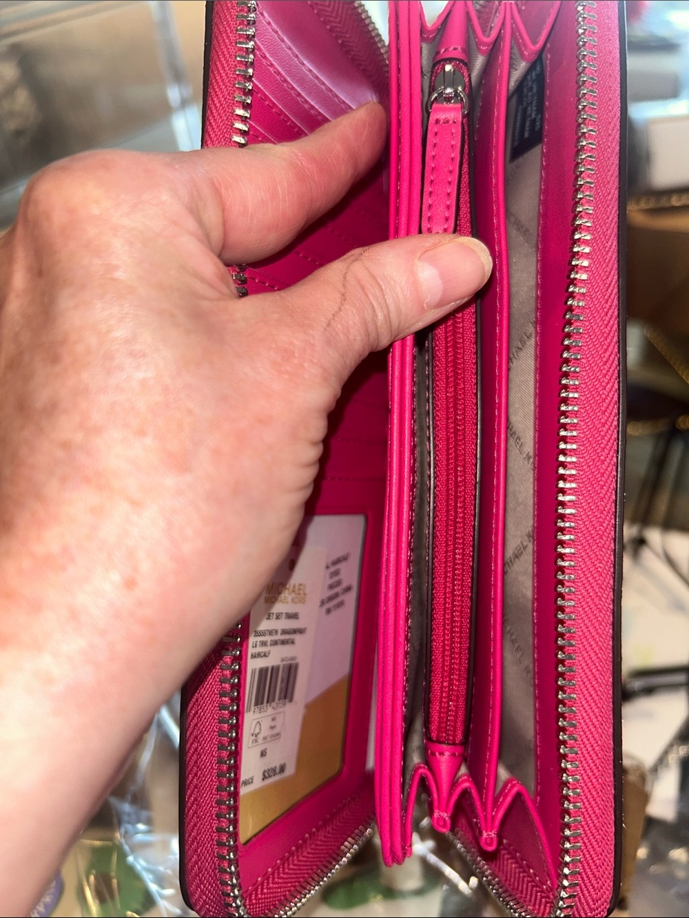 Michael Kors Dragon Fruit Zebra-Print Calf-Hair Leather Wristlet 8.5”x 4” NWT - Picture 7 of 7